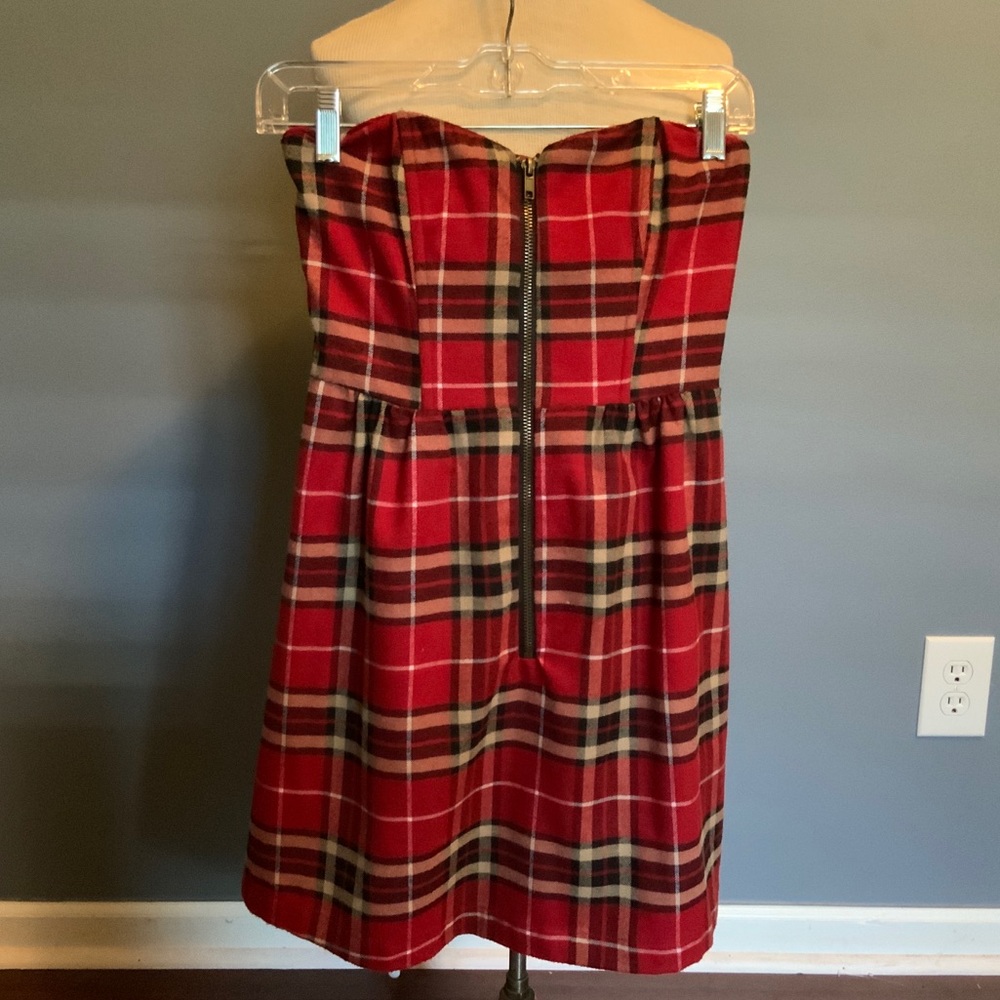 Charlotte Russe Strapless ZIP-Up Plaid Mini Dress